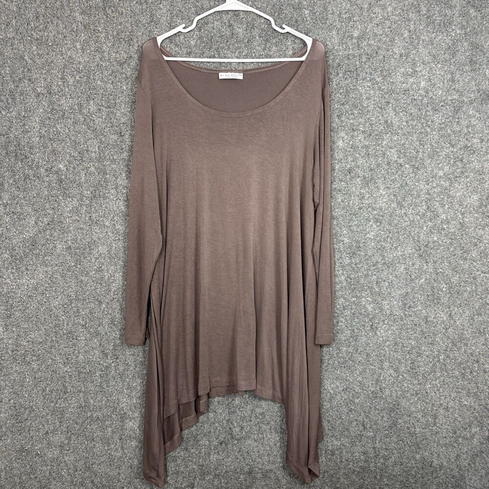 Bryn Walker Chester Asymmetric Top Blouse Womens Size S Brown Lagenlook Artsy